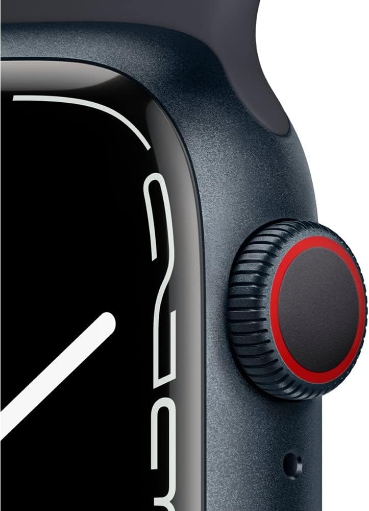 Apple Watch Series 7 GPS + Cellular, 45mm Midnight Aluminum Case with Midnight Sport Band - Regular (Renewed)