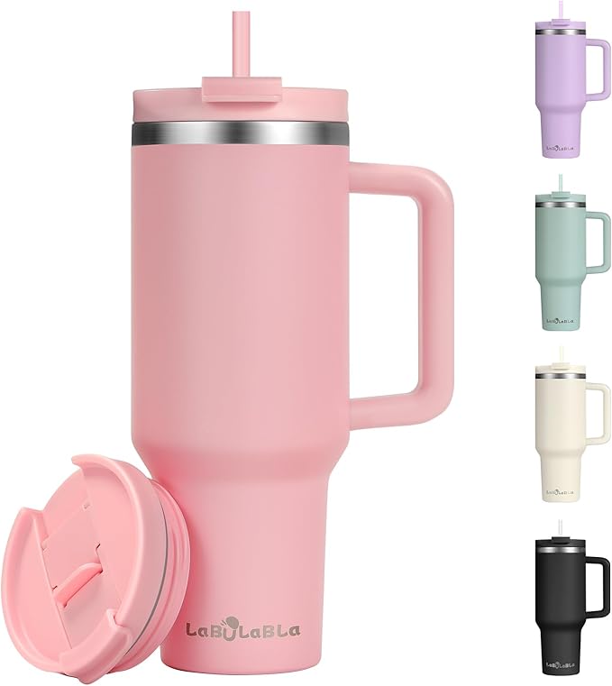 STANLEY Quencher H2.0 Tumbler with Handle and Straw 40 oz | Flowstate 3-Position Lid | Cup Holder Compatible for Travel | Insulated Stainless Steel Cup | BPA-Free | Cream 2.0