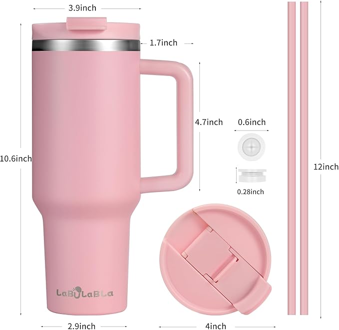 STANLEY Quencher H2.0 Tumbler with Handle and Straw 40 oz | Flowstate 3-Position Lid | Cup Holder Compatible for Travel | Insulated Stainless Steel Cup | BPA-Free | Cream 2.0