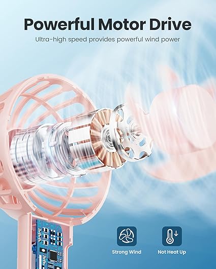 Handheld Fan, Portable Fan, 4000mAh Rechargeable Personal Fan, 180° Foldable Mini Desk Fan with 6 Wind Speed, LCD Digital Display, Lanyard as Neck Fan, Ultra Quiet, Pocket Size for Indoor Outdoor