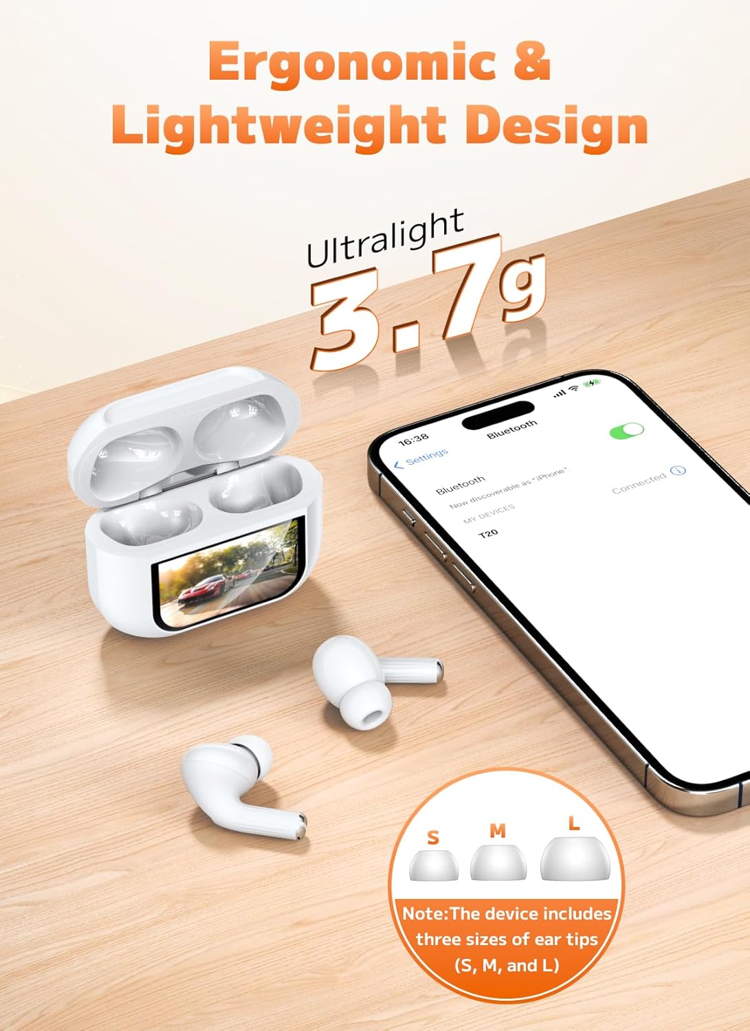 A9 Pro Touch Screen Wireless Air Pods - Premium Sound & Seamless Connectivity Noise Cancelling Headphones with 48H Playtime, Bass Stereo Sound, for Laptop, Android/iOS, Pad