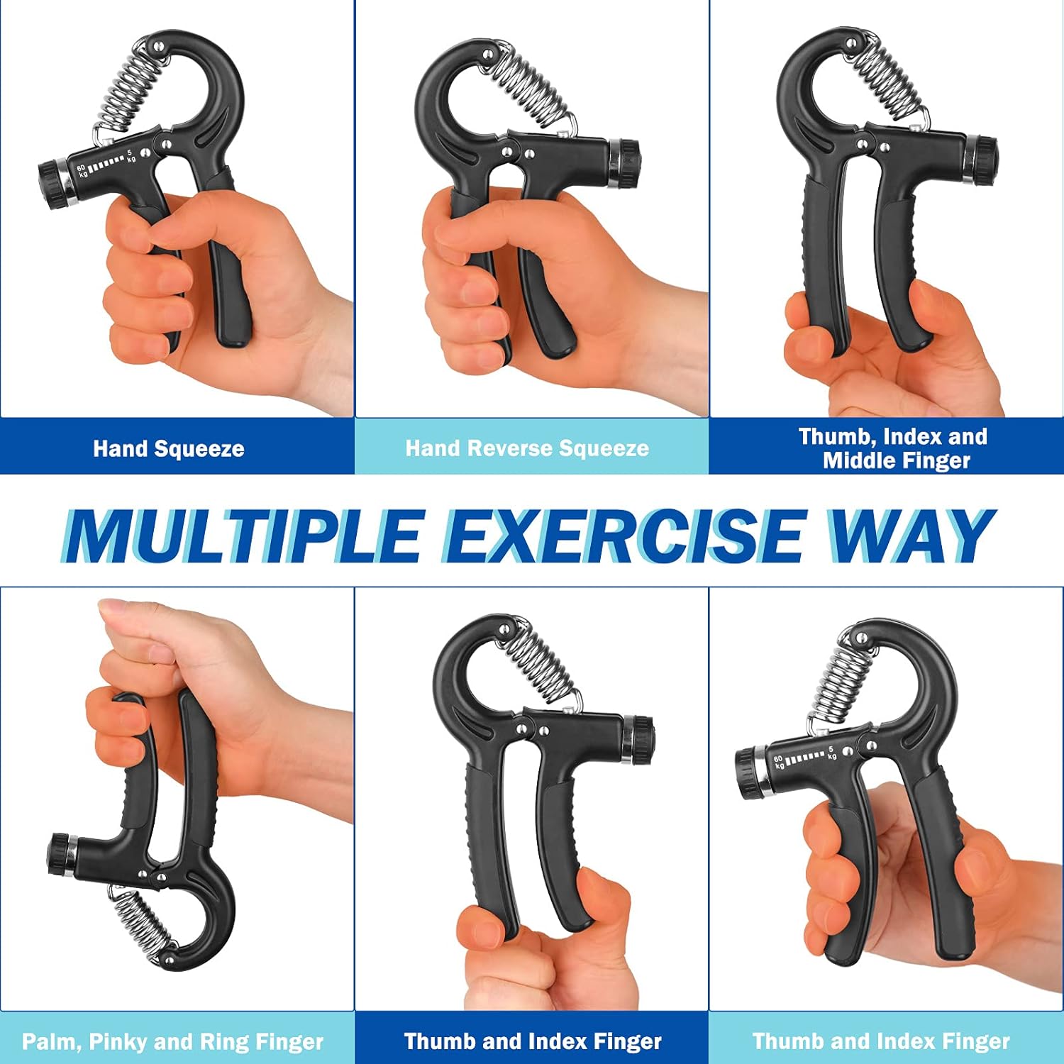 AIXPI Grip Strength Trainer, Hand Grip Exerciser Strengthener with Adjustable Resistance 11-132 Lbs (5-60kg), Forearm Strengthener, Hand Exerciser for Muscle Building and Injury Recover