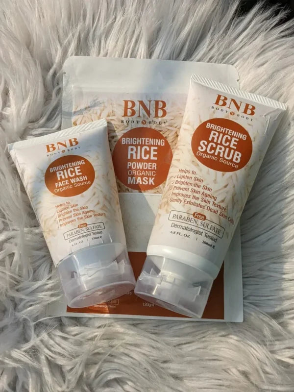 BNB Rice Extract Bright & Glow Kit – 3 in 1 Whitening, Brightening & Glow Facial for Girls & Women