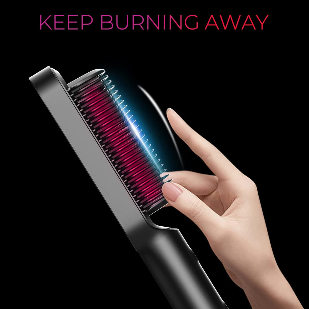 Hair Straightener Brush, TYMO Ring Hair Straightener Comb Straightening Brush for Women with 5 Temps 20s Fast Heating & Dual Voltage,