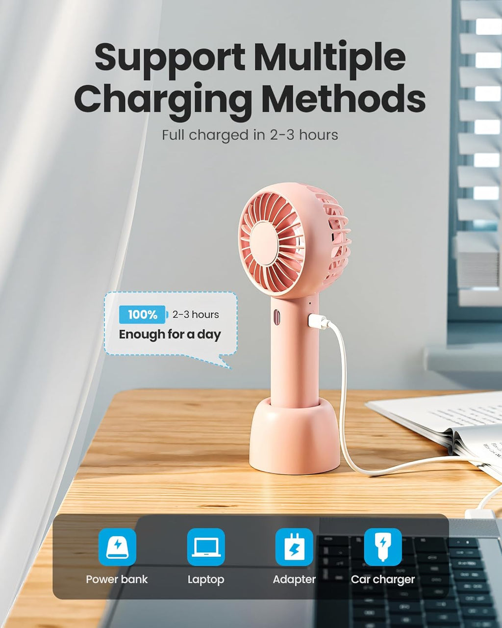 Handheld Fan, Portable Fan, 4000mAh Rechargeable Personal Fan, 180° Foldable Mini Desk Fan with 6 Wind Speed, LCD Digital Display, Lanyard as Neck Fan, Ultra Quiet, Pocket Size for Indoor Outdoor