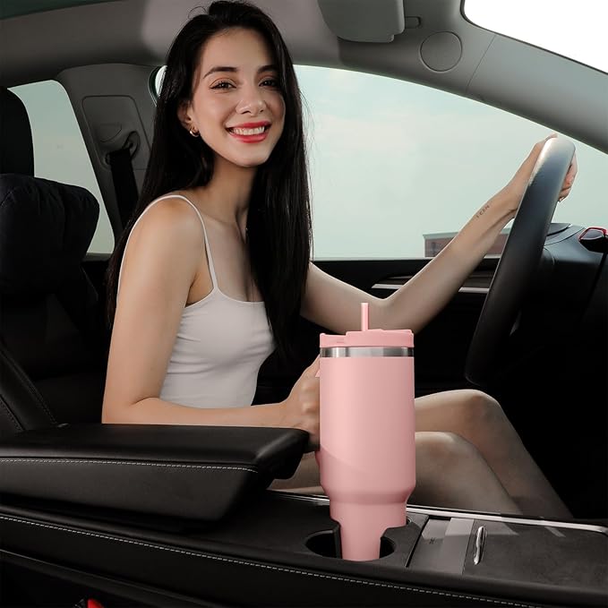 STANLEY Quencher H2.0 Tumbler with Handle and Straw 40 oz | Flowstate 3-Position Lid | Cup Holder Compatible for Travel | Insulated Stainless Steel Cup | BPA-Free | Cream 2.0