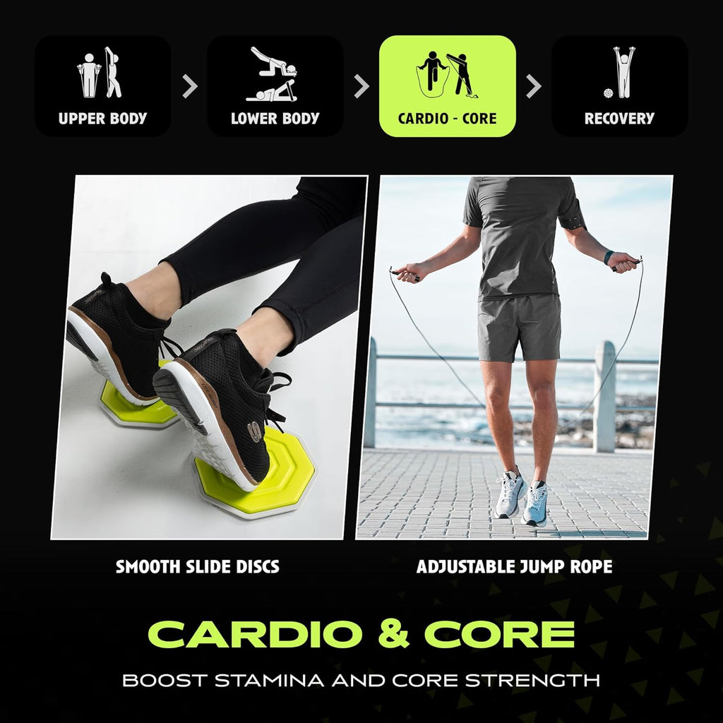 Ex Kit Home Gym Equipment with Carry Bag - 11Pcs Resistance Bands Kit with Handles, Door Anchor, Jump Rope, Booty Bands & More – Full Body Workout Bands Set for Strength, Cardio & Flexibility