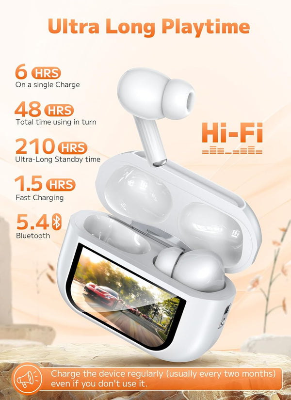 A9 Pro Touch Screen Wireless Air Pods - Premium Sound & Seamless Connectivity Noise Cancelling Headphones with 48H Playtime, Bass Stereo Sound, for Laptop, Android/iOS, Pad
