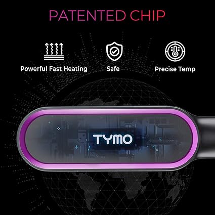 Hair Straightener Brush, TYMO Ring Hair Straightener Comb Straightening Brush for Women with 5 Temps 20s Fast Heating & Dual Voltage,