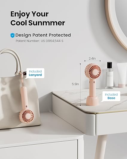 Handheld Fan, Portable Fan, 4000mAh Rechargeable Personal Fan, 180° Foldable Mini Desk Fan with 6 Wind Speed, LCD Digital Display, Lanyard as Neck Fan, Ultra Quiet, Pocket Size for Indoor Outdoor