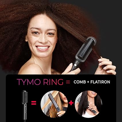 Hair Straightener Brush, TYMO Ring Hair Straightener Comb Straightening Brush for Women with 5 Temps 20s Fast Heating & Dual Voltage,