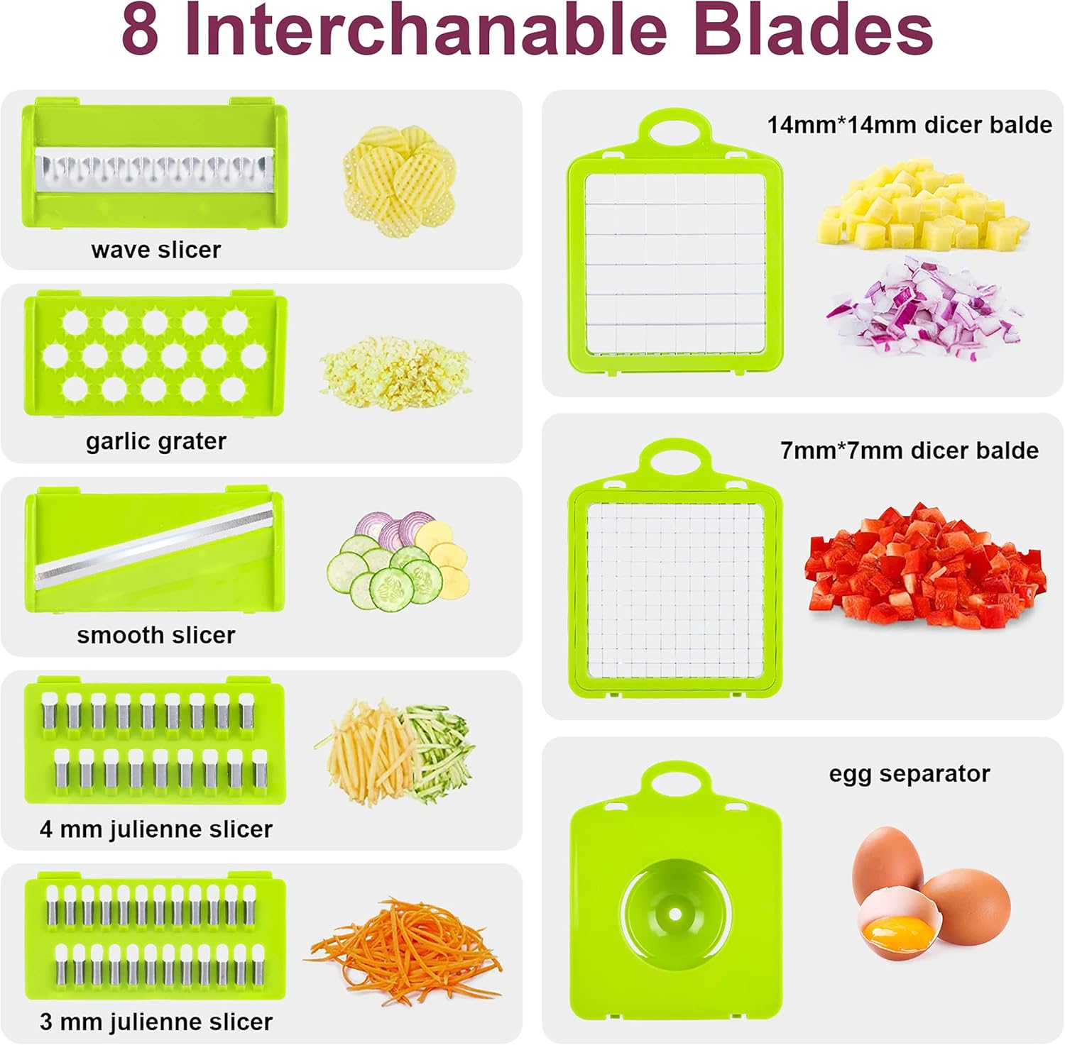 Vegetable Chopper Mandoline Slicer,Veggie Chopper, Multifunctional 10 in 1 Food Choppers, Kitchen Vegetable Slicer Dicer Cutter,Onion Mincer,Cheese,Colander Basket,Kitchen Gadgets (Gray/Green) (Grey)