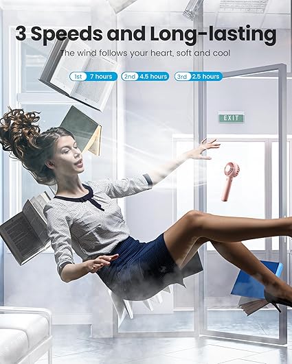 Handheld Fan, Portable Fan, 4000mAh Rechargeable Personal Fan, 180° Foldable Mini Desk Fan with 6 Wind Speed, LCD Digital Display, Lanyard as Neck Fan, Ultra Quiet, Pocket Size for Indoor Outdoor