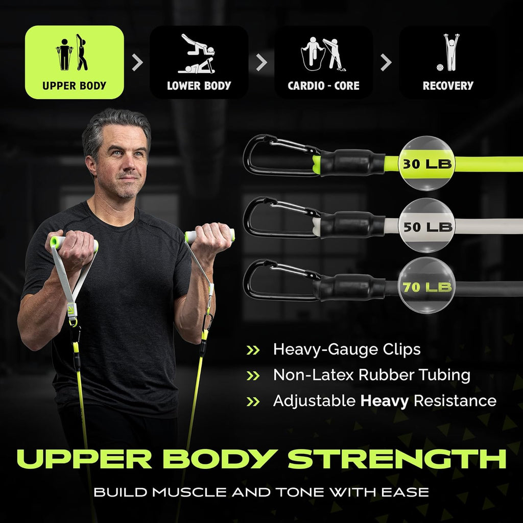 Ex Kit Home Gym Equipment with Carry Bag - 11Pcs Resistance Bands Kit with Handles, Door Anchor, Jump Rope, Booty Bands & More – Full Body Workout Bands Set for Strength, Cardio & Flexibility