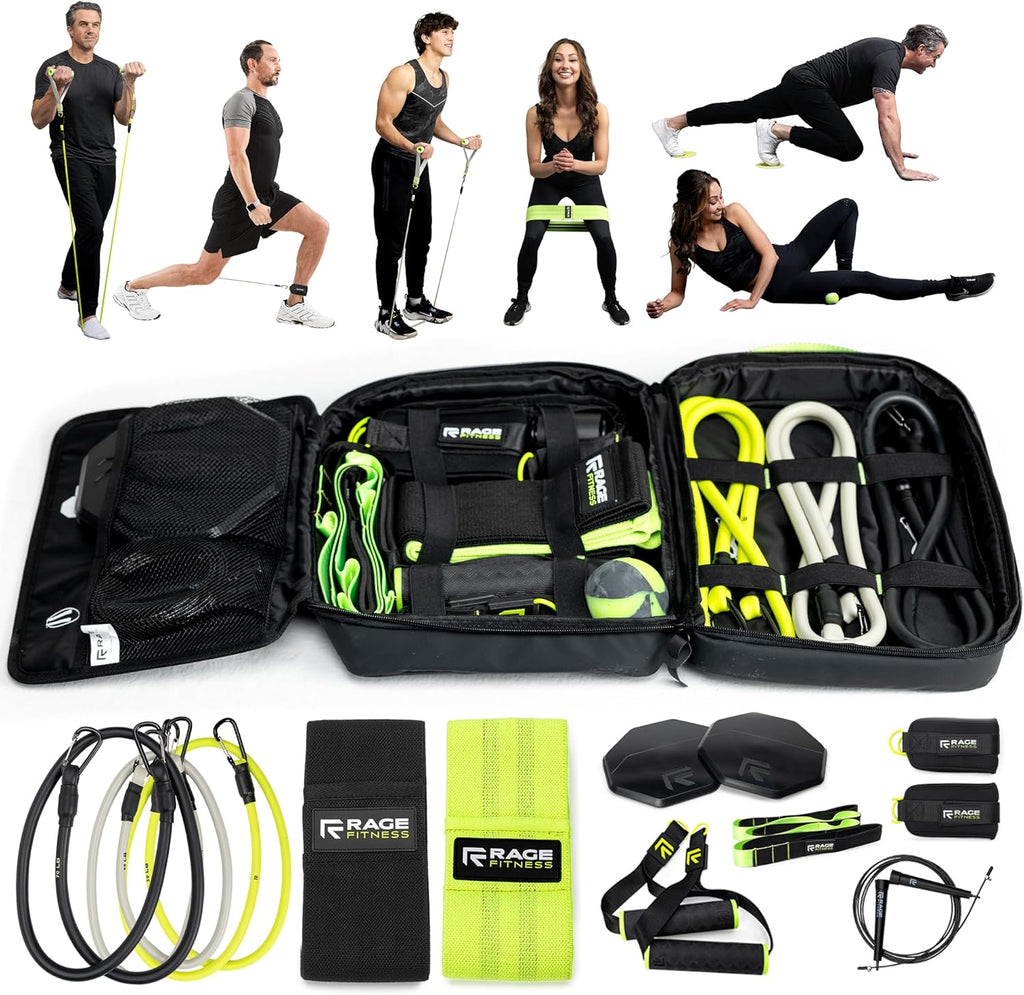 Ex Kit Home Gym Equipment with Carry Bag - 11Pcs Resistance Bands Kit with Handles, Door Anchor, Jump Rope, Booty Bands & More – Full Body Workout Bands Set for Strength, Cardio & Flexibility