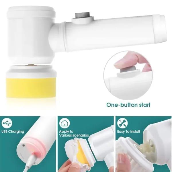 Electric Spin Scrubber, Cordless Shower Scrubber with Battery Level Display, 2 Speeds Electric Scrubber for Cleaning with 6 Replaceable Heads, Cleaning Brush for Bathroom/Sink/Window