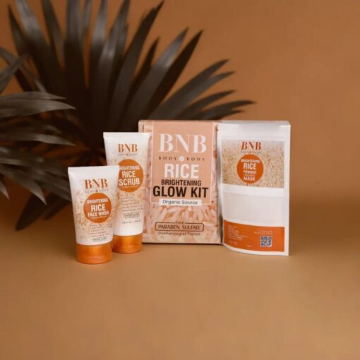 BNB Rice Extract Bright & Glow Kit – 3 in 1 Whitening, Brightening & Glow Facial for Girls & Women